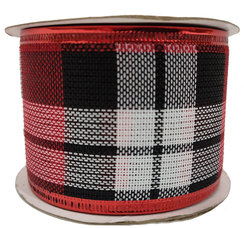 Cinta Alambrada 1625 Rojo y Negro Diseño Regalo 6.3cm x 9.14mts 1pz