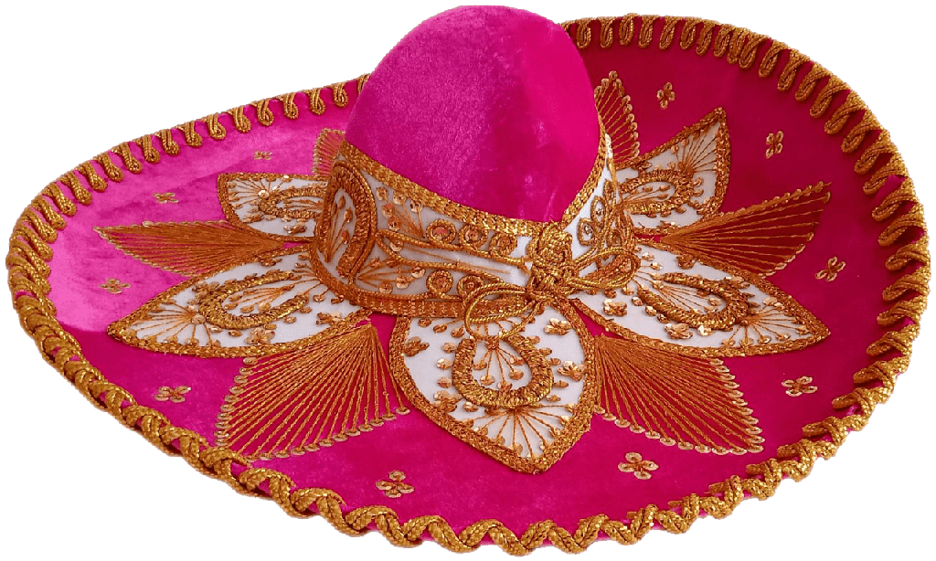 Sombrero Charro Fino Fucsia con Oro