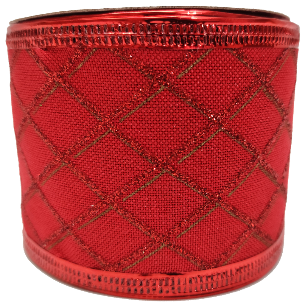 Cinta Alambrada 44R Rojo con Rombos Rojos 6.3cm x 9.14mts 1pz