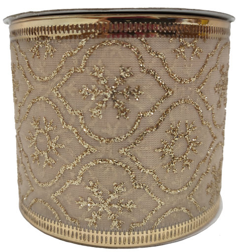 [TCH01514LC] Cinta Alambrada 14LC Beige con Copos Dorados 6.3cm x 9.14mts 1pz