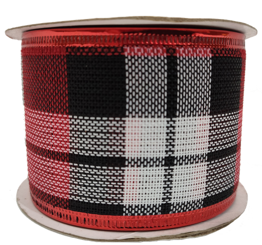 [TCH01625] Cinta Alambrada 1625 Rojo y Negro Diseño Regalo 6.3cm x 9.14mts 1pz